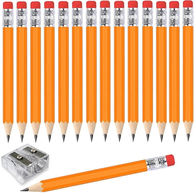 Adhere 25pcs Golf Pencils with Eraser Pre sharpened Hexagon half Wooden Pencils Graphite 2B for Golf Event Scoring,Classroom,Wedding,Company Meetings,Pew, Pocket (Orange) - Image 1